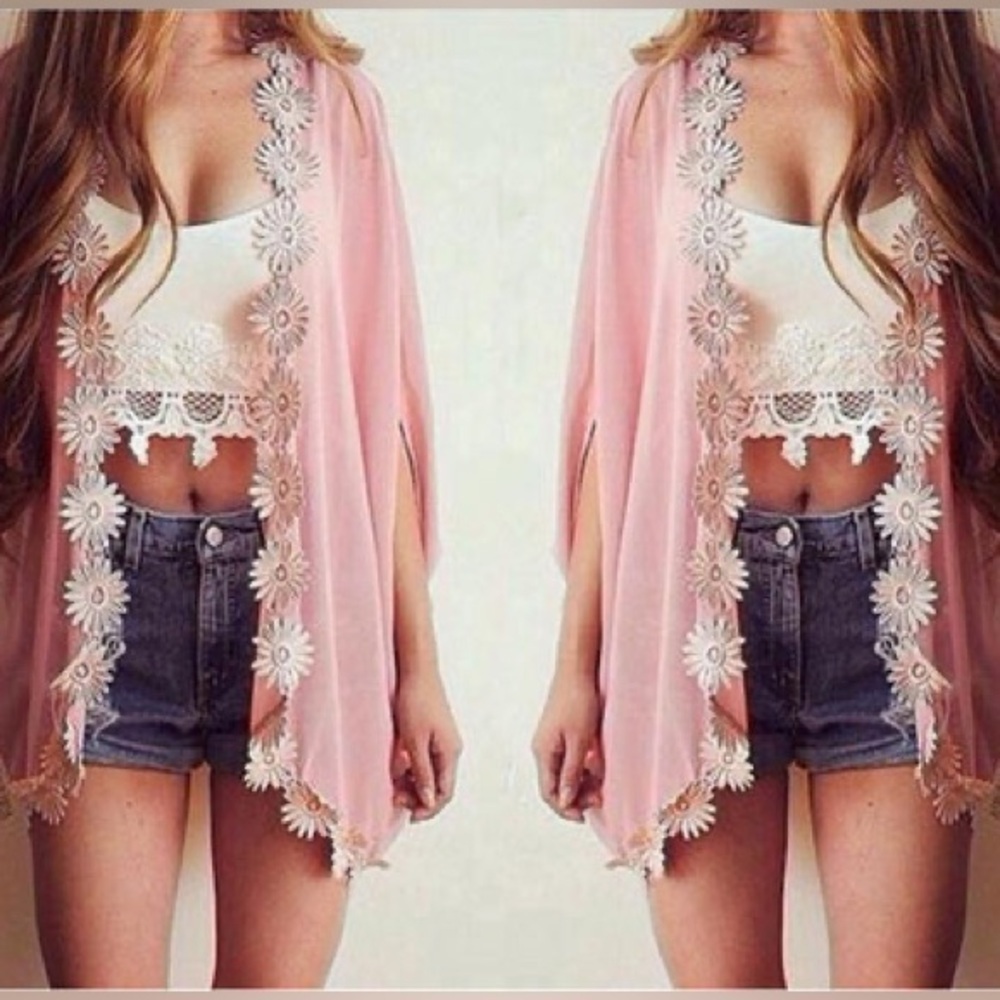 Daisy Blush Chiffon Kimono